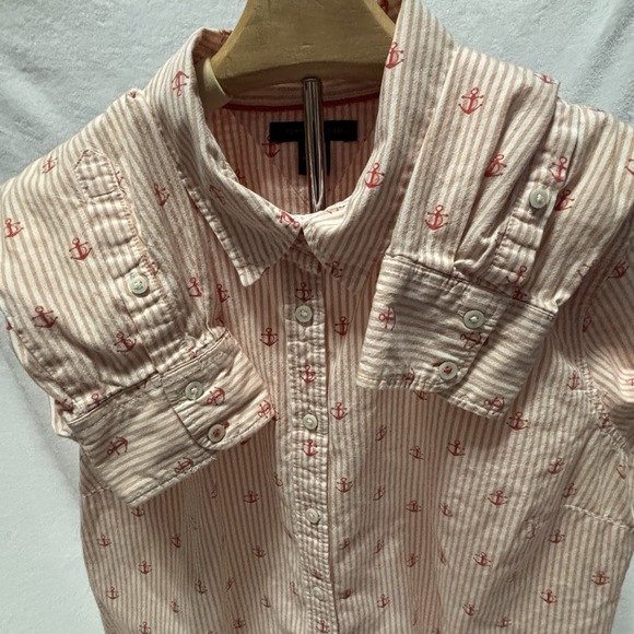 Tommy Hilfiger Women's Anchor Shirt Pink Stripes Nautical Boat Pattern Size Lg - Picture 10 of 13